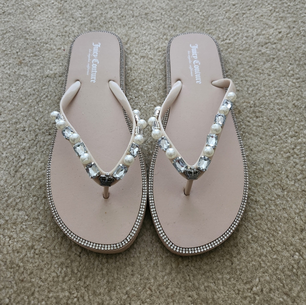 Juicy Couture Foam Nude Gem Flip Flops